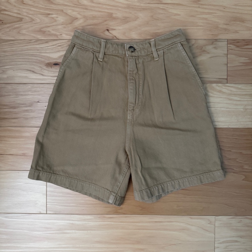 Reformation Keaton Trouser Short Cotton Tan